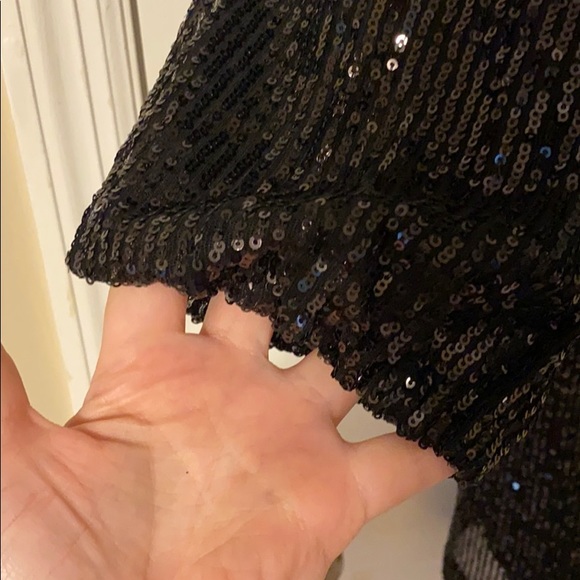 Loft Sequin Black Sleeved Cocktail Dress Sz4 NWT - Picture 2 of 13